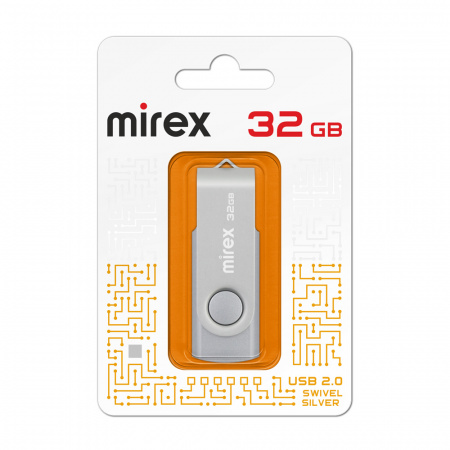 MIREX Флэш-карта 32GB USB 2.0 SWIVEL Silver